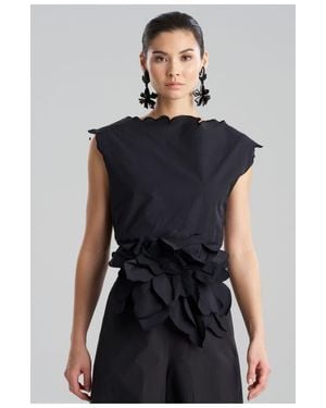 Natori Tech Cotton Taffeta Obi Belt With Embroidery - Black