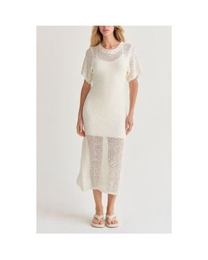 Crescent Netted Knit Dress - Natural