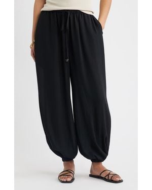 Open Edit Tie Waist Balloon Pants - Black