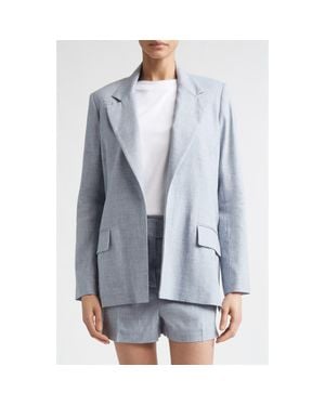 Eleventy Open Front Linen & Wool Jacket - Blue