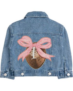 Sweet Wink Football Sequin Patch Jacket - Blue