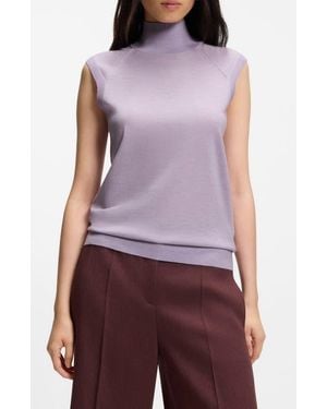 BOSS Fipini Virgin Wool Turtleneck Tank - Purple