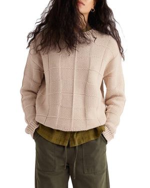 Seasalt Cornwall Hedge Rock Check Stitch Organic Cotton Blend Sweater - Black