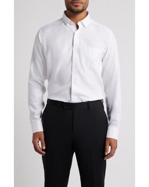 Johnston & Murphy Non-Iron Cotton Dobby Dress Shirt - White