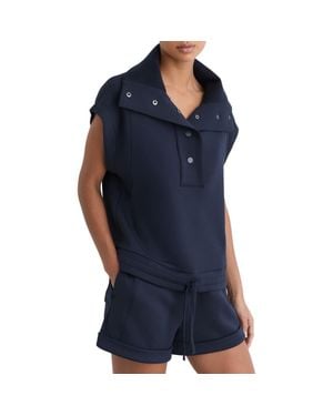 Reiss Phoebe Snap Collar Top - Blue
