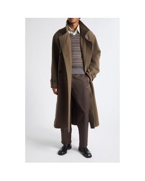 Lemaire Double Face Wool Wrap Coat - Brown