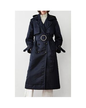 CAALO Down Filled Satin Trench - Blue