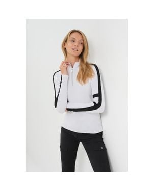 Anatomie Stacey Sport Striped Zip-Up Top - Gray