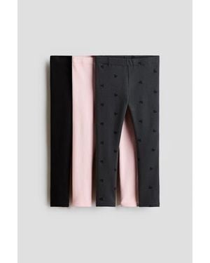 H&M 3-Pack Brushed-Inside Leggings - Black