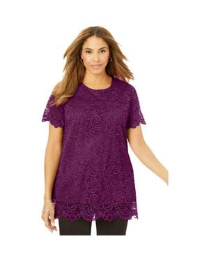 Jessica London Stretch Lace Tunic - Purple