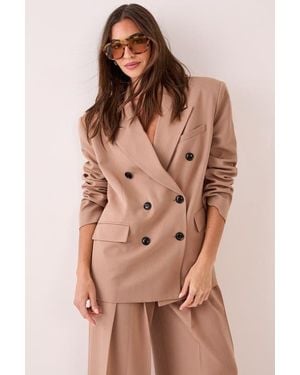 Nasty Gal Double Breasted Oversized Blazer - Brown
