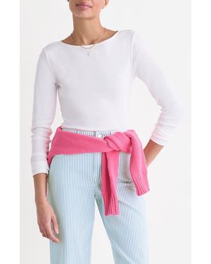 Vineyard Vines Boat Neck Stretch Cotton Top - White