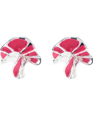 Sterling King Delphinium Enamel Stud Earrings - Pink