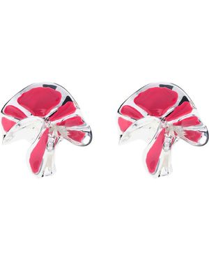 Sterling King Delphinium Enamel Stud Earrings - Pink