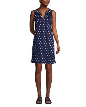 Lands' End Cotton Jersey Sleeveless Swim Cover-Up Dress - Blue