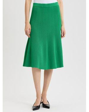 Misook Flared Tonal Soft Knit Skirt - Green