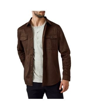 7 Diamonds Country Road Faux Suede Shirt Jacket - Brown