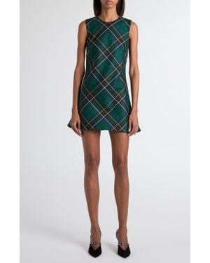 McQueen Tartan Wool Minidress - Green