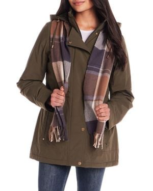 Gallery Water Resistant Insulated Stadium Coat With Removable Hood - Brown