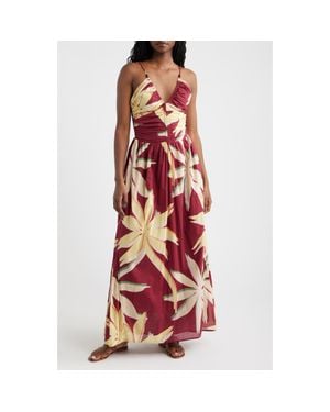 Rails Palm Floral Print A-Line Maxi Sundress - Red