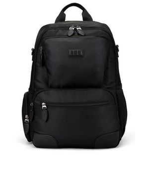 Elle Voyage 20L Twill And Vegan Leather Backpack - Black