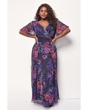 Scarlett & Jo Isabelle Short Sleeve Maxi Dress - Purple
