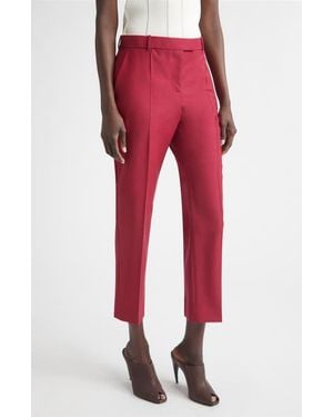 McQueen Wool & Mohair Narrow Bootcut Pants - Red