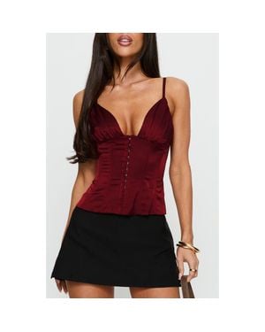 Princess Polly Scorsese Satin Corset Top - Red