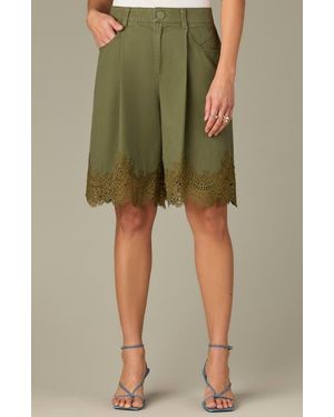 Wit & Wisdom Skyrise Lace Trim Bermuda Shorts - Green