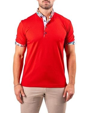 Maceoo Collarsolidscarlet Button-Down Polo - Red