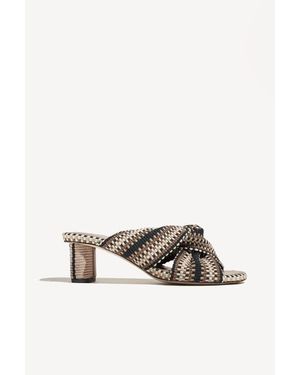 Amambaih Gilda Handwoven Knotted Sandal With Sculptural Heel - Multicolor