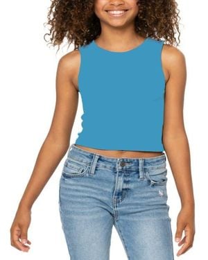 Malibu Sugar Ribbed Crop Sports Tank Top - Blue