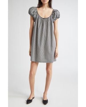 Doen Julia Gingham Cotton Shirt Dress - Gray