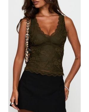 Princess Polly Far Away Lace Overlay Crop Tank - Black