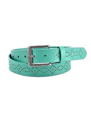 Old Trend Daisy Genuine Leather Perforated Floral Detail Belt - Green