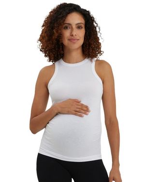 Nom Maternity The Tank Ruched Maternity Rib Tank - White
