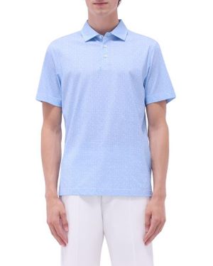 Bugatchi Victor Ooohcotton Leaf Print Polo - Blue