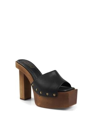 Zigi Cassidey Leather Platform Slide Sandal - Black
