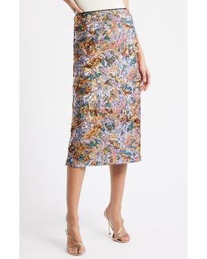 Tahari The Adrianne Sequin Midi Skirt - Multicolor