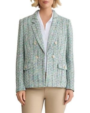 Jones New York Faux Double Breasted Tweed Jacket - Green