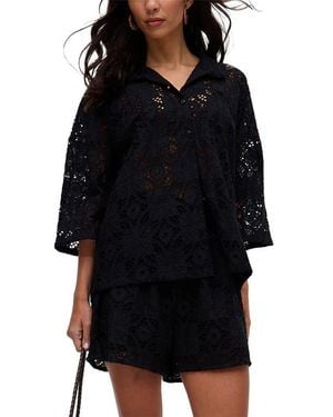 Raffya Shelli All Over Broderie Anglaise Shirt - Black