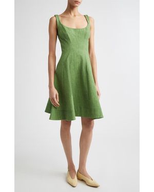 Lela Rose Stretch Denim Princess Seam Dress - Green