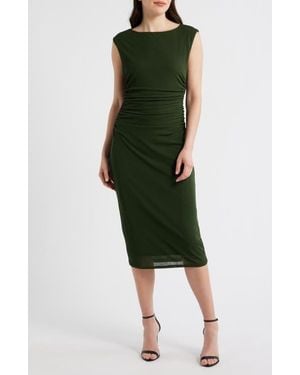 Sam Edelman Sleeveless Ruched Waist Jersey Midi Dress - Green
