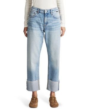 Mavi Savannah Cuffed High Waist Relaxed Straight Leg Jeans - Blue