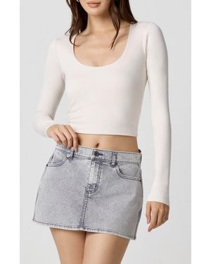Florence By Mills Power Mesh Plunge Long Sleeve T-Shirt - White
