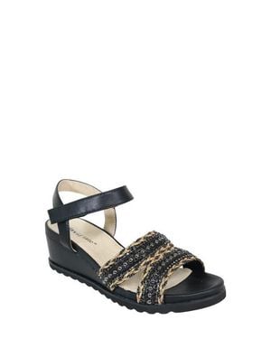 David Tate Kind Ankle Strap Platform Wedge Sandal - Black