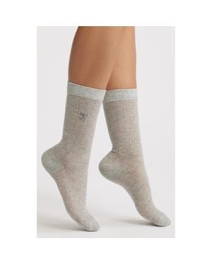 High Heel Jungle Kate Pointelle Bow Crew Socks - Gray