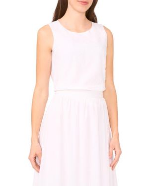 Halogen® Embroidered Sleeveless Top - White