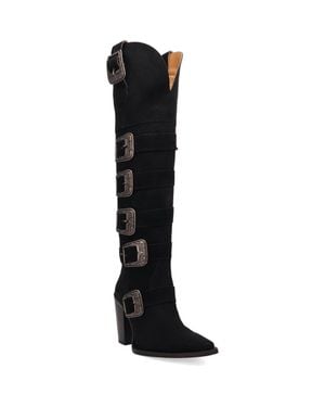 Dingo Bucked Off Leopard Print Leather Western Boot - Black