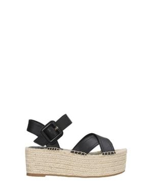 BOSS Machica Espadrille Ankle Strap Platform Wedge Sandal - Black